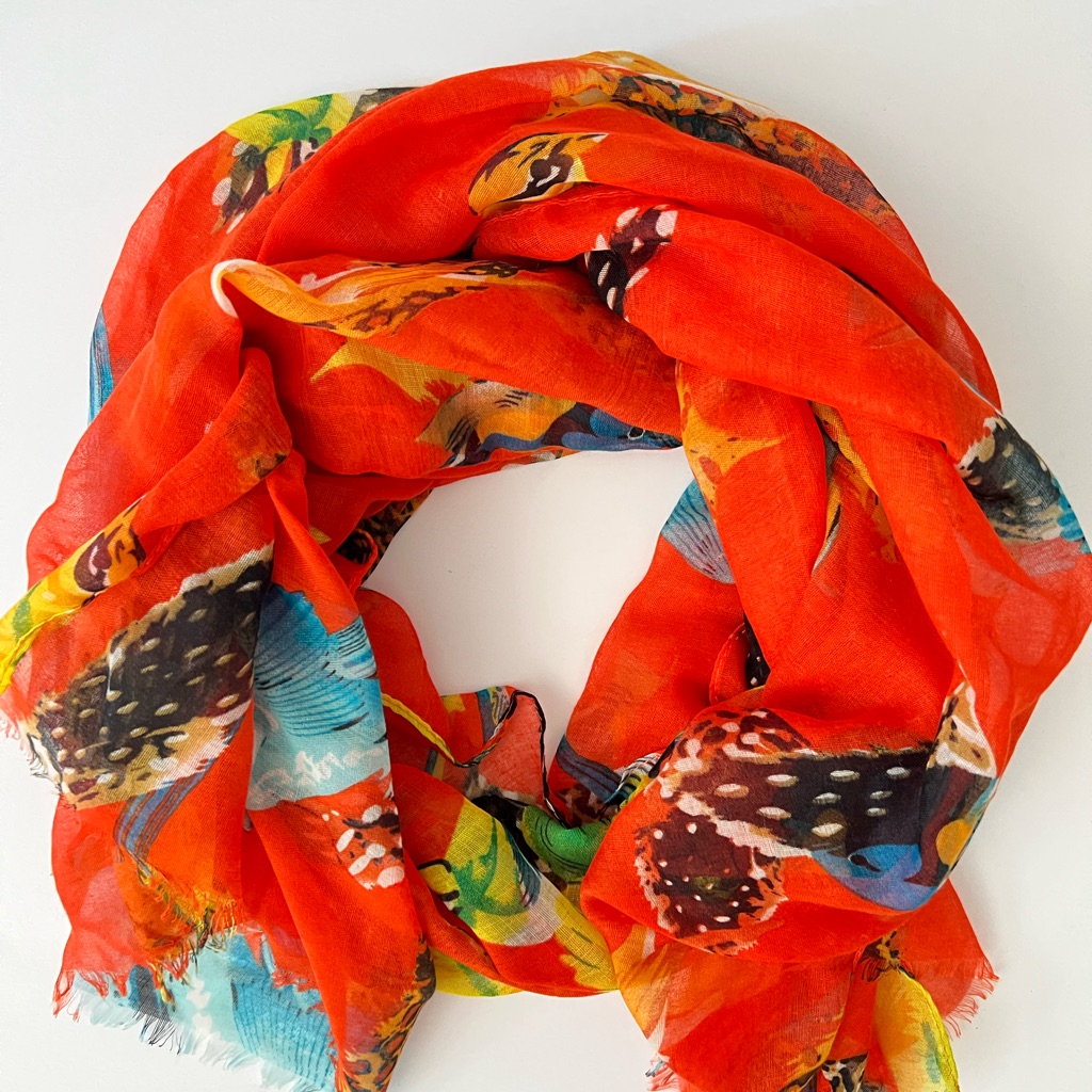 Light Beach Wrap Or Scarf By Spun Parrots Birds Orange